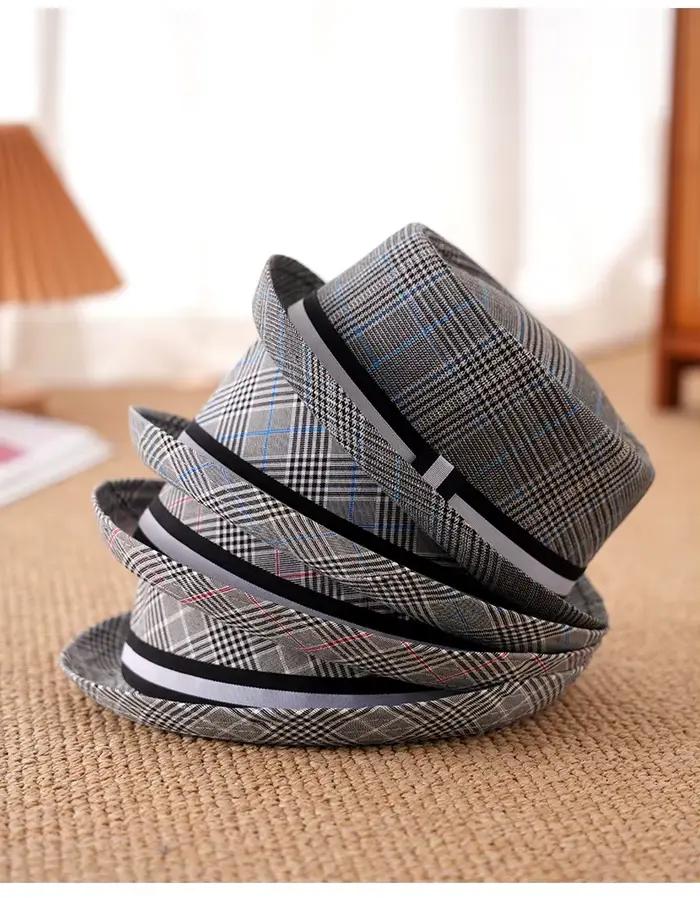 Chapeau pare-soleil, chapeau de gentleman jazz à carreaux tendance
