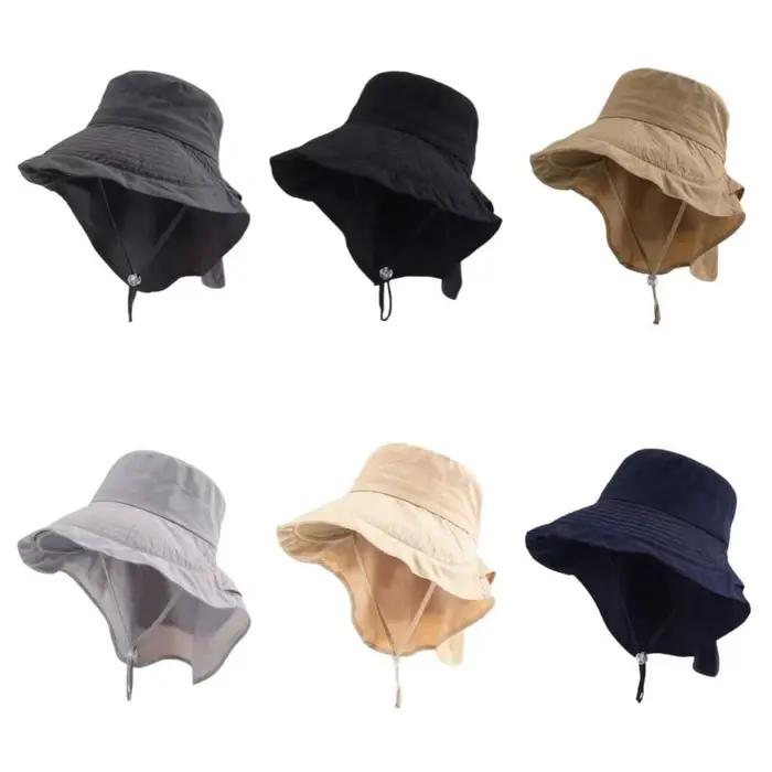 Chapeau de soleil à large bord de couleur unie