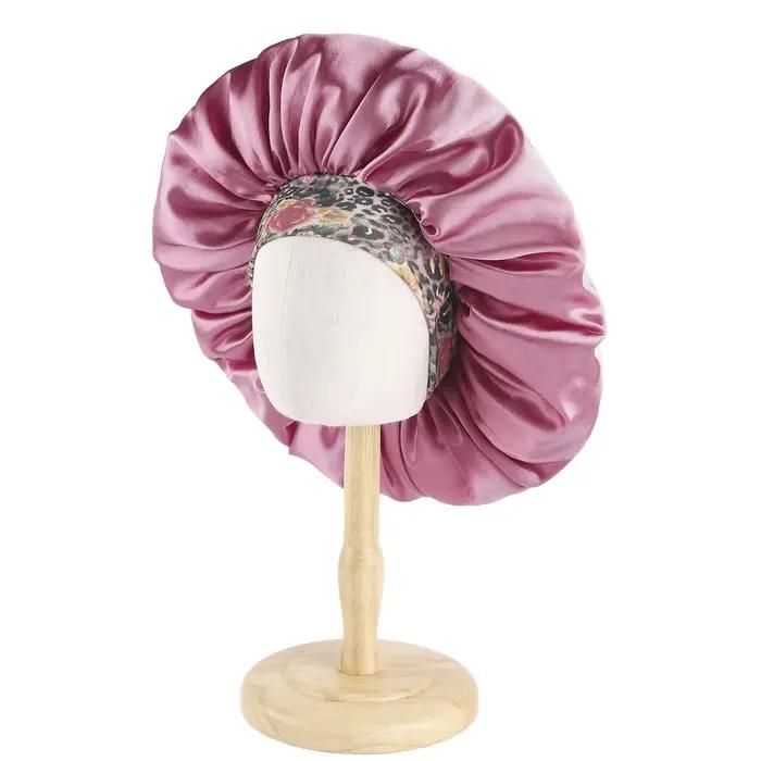 InjSatin-Bonnet de Cheveux Extra Large avec Bande Florale Confortable