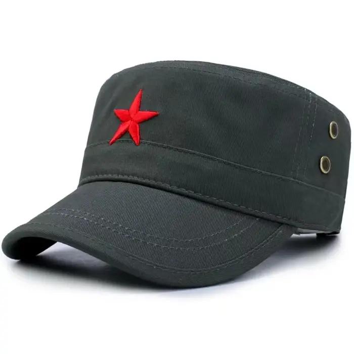 Chapeau plat rétro nostalgique pour hommes avec étoile rouge brodée