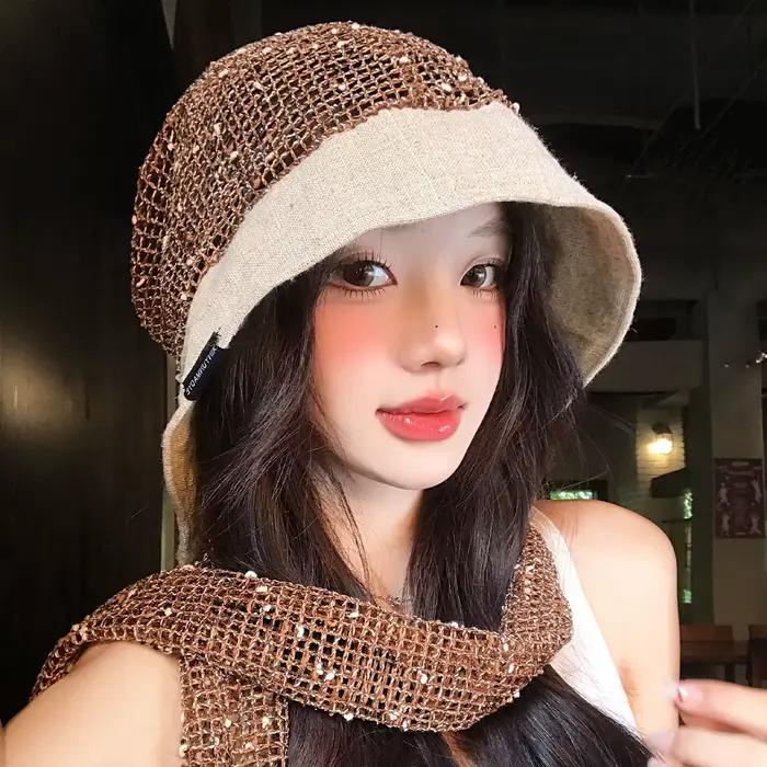 Chapeau Streetwear Post-apocalyptique Y2K Harajuku Vintage Creux pour Femme Printemps Été Foulard Bob Homme