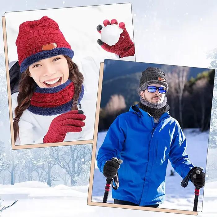 Hiver hommes femmes épais Bonnet chapeau tricoté