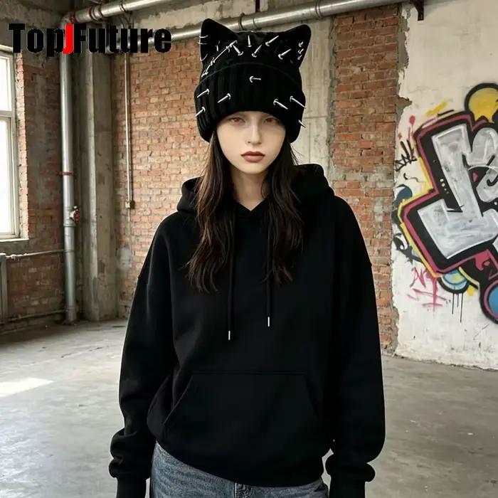 Chapeau d'hiver Harajuku Gothic Lolita avec oreilles de chat pour femme