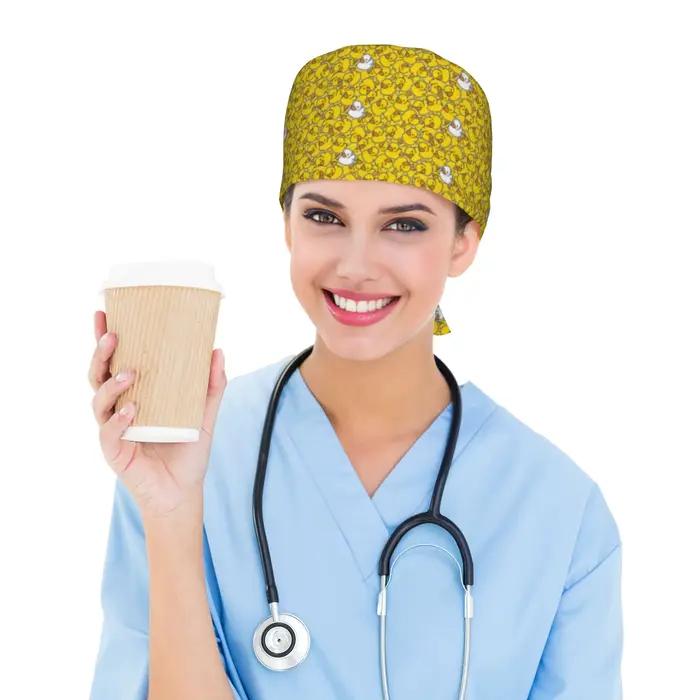 Casquette de travail médicale unisexe en caoutchouc jaune classique pour personnel médical