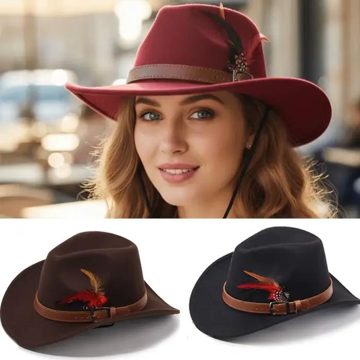 Chapeaux Fedora en feutre avec boucle de ceinture