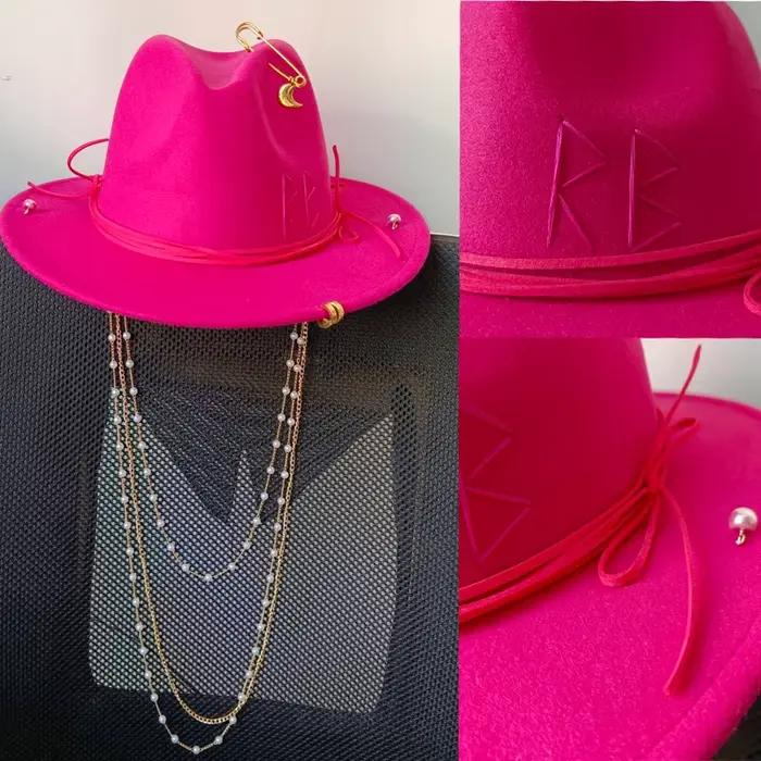 Chapeau Fedora Punk chaîne de perles bricolage Rose rouge soutient divers chapeaux personnalisés nouveaux