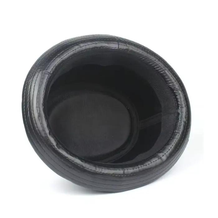 Chapeau Fedora en cuir noir pour hommes et femmes