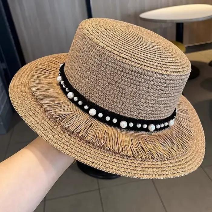 Chapeau de paille plat français pour femme