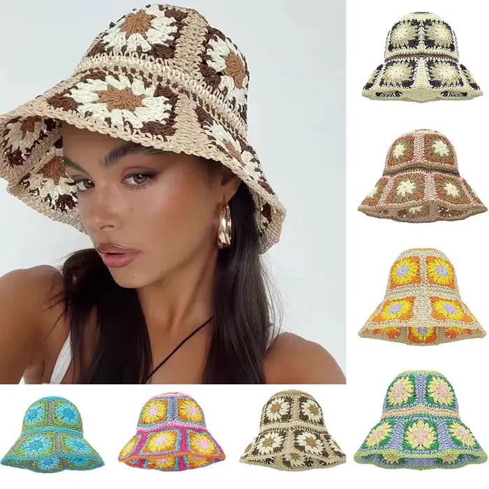 Chapeau de paille XIADAILA multifonctionnel fleuri pour femmes protection UV extérieur style sport été hiver