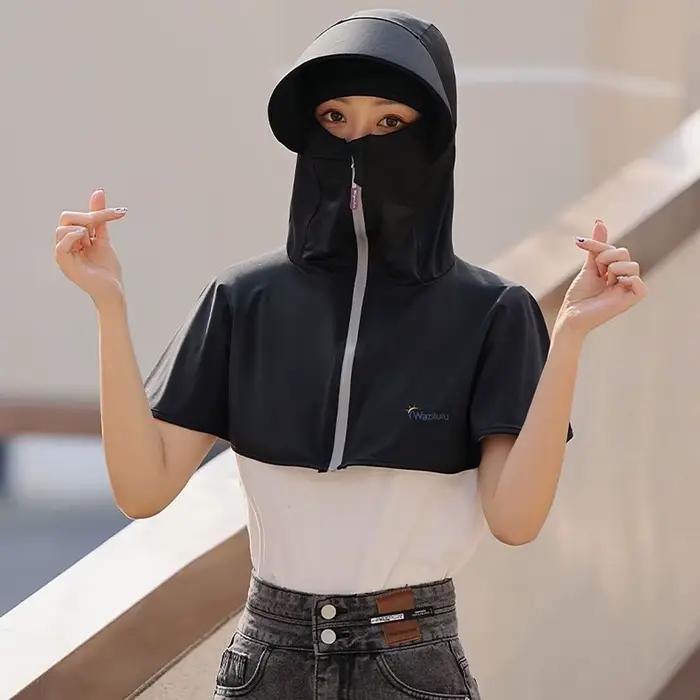 Casquette de pêcheur avec protection du cou et du visage en soie glacée