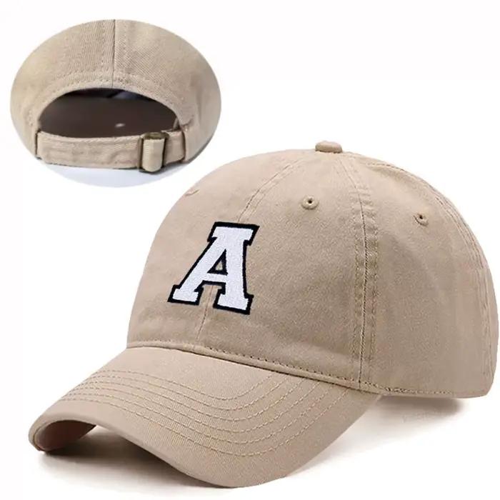 Casquette de baseball kaki brodée avec initiales A-Z pour femmes et hommes