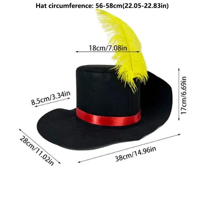 Chapeau de costume de bonhomme de neige noir avec plumes simulées