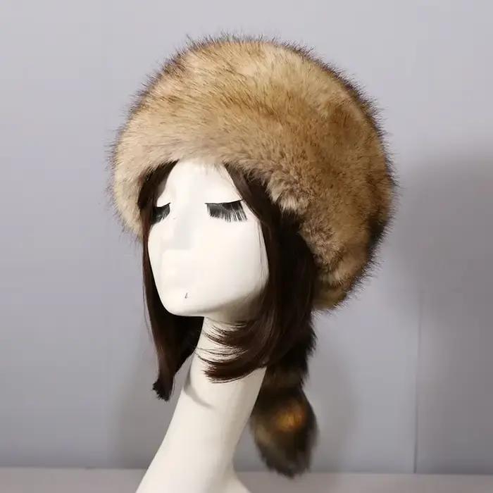 Style russe automne et hiver nouvelle mode chapeau haut-de-forme chaud épaissir peluche raton laveur