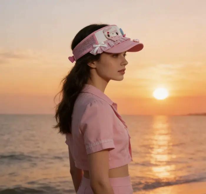 Casquette de baseball ajourée rose bonbon pour femme
