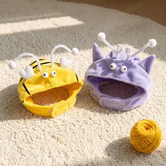 Chapeau en peluche chaud et doux pour chat