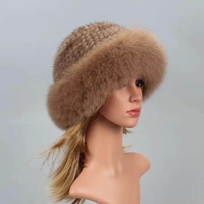 Chapeau d'hiver en fourrure véritable pour femme