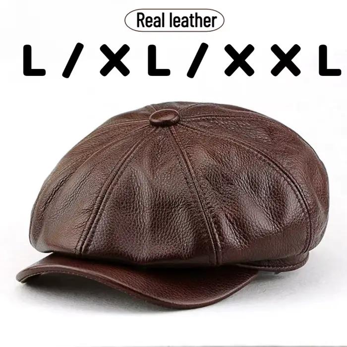 Chapeaux octogonaux en cuir de vache véritable pour hommes