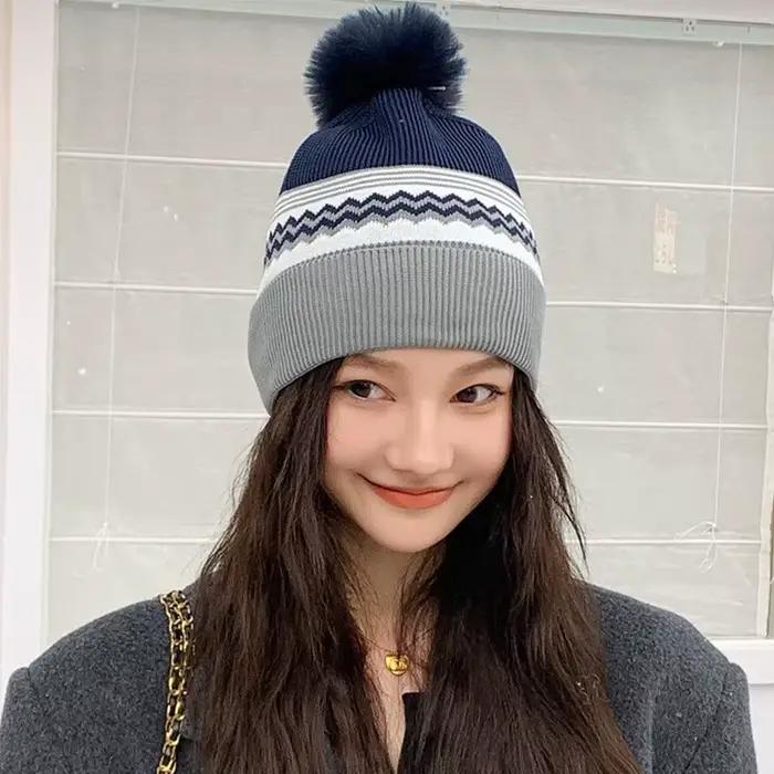 Nouveau Chapeau en laine tricoté pour femmes automne/hiver avec une grande circonférence de la tête un Style décontracté chaud et résistant au froid