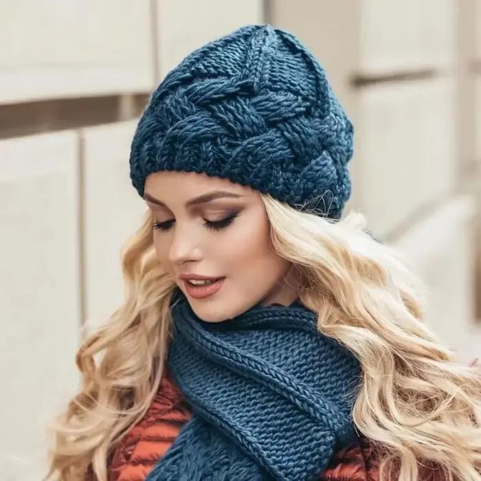 Nouveau chapeau d'hiver pour femmes bonnet tricoté épais Skullies