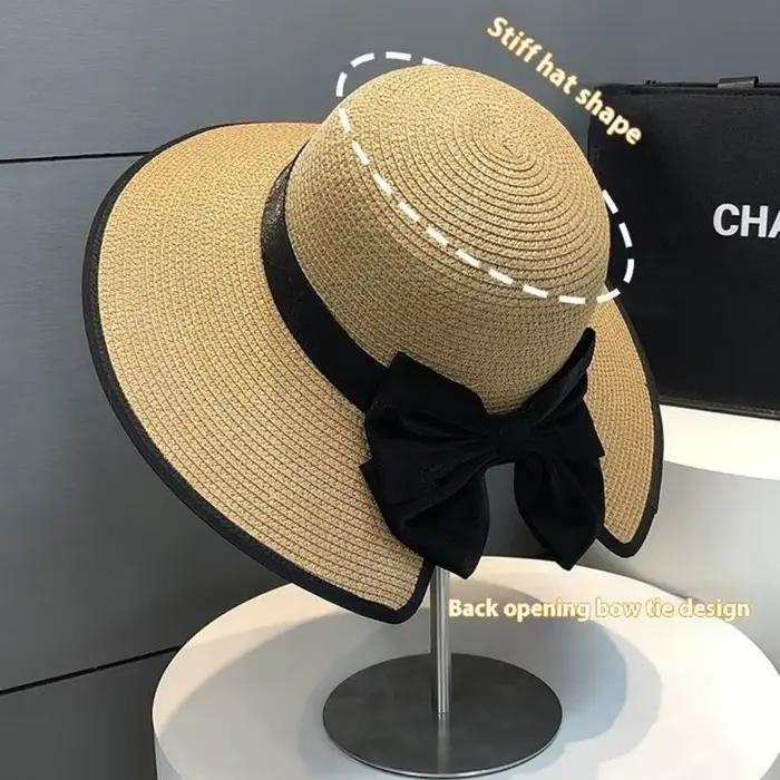 Chapeau paille à nœud papillon multi-usage 39BD