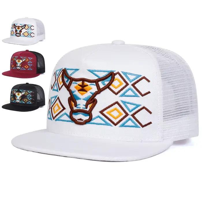 Casquette de baseball unisexe avec broderie tête de bœuf ajustable pour homme et femme style hip-hop protection solaire printemps été