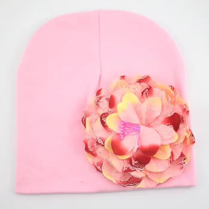Bonnet en coton à fleurs pour bébé fille