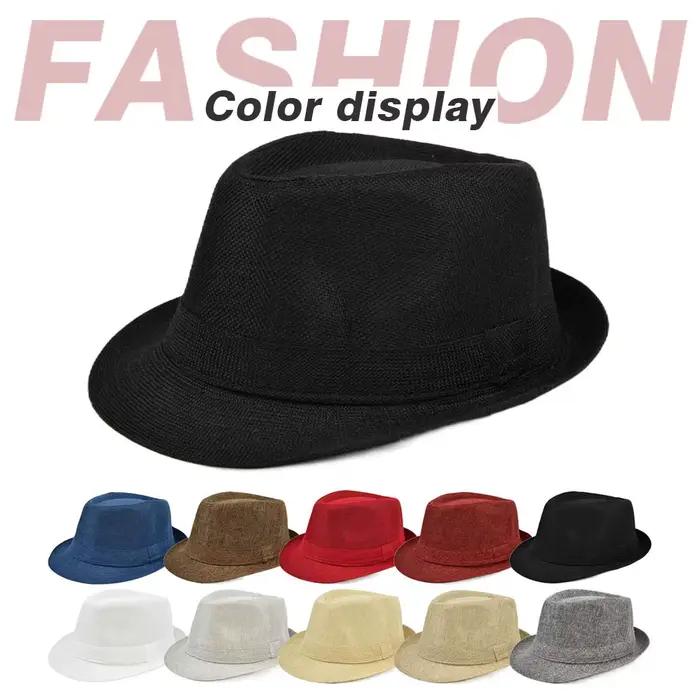 Chapeau Fedora en Lin à Manches Courtes pour Homme et Femme