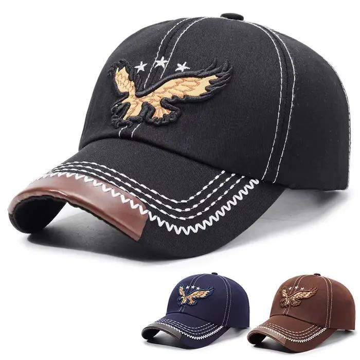 Chapeau de soleil extérieur brodé d'aigle à la mode - Style casquette de baseball pour les vacances et les loisirs
