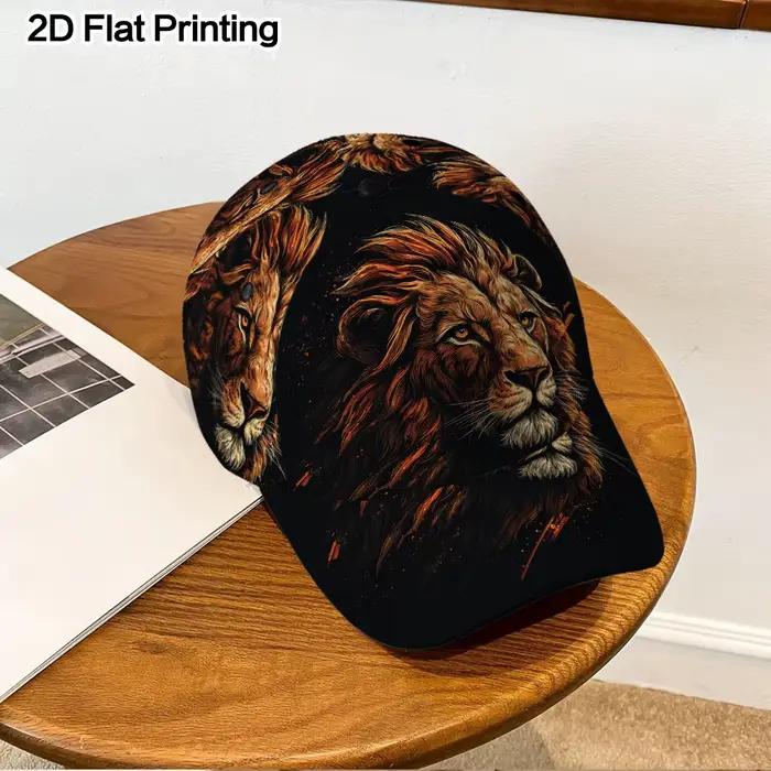 Casquette de baseball légère et réglable à motif de portrait de lion imprimé