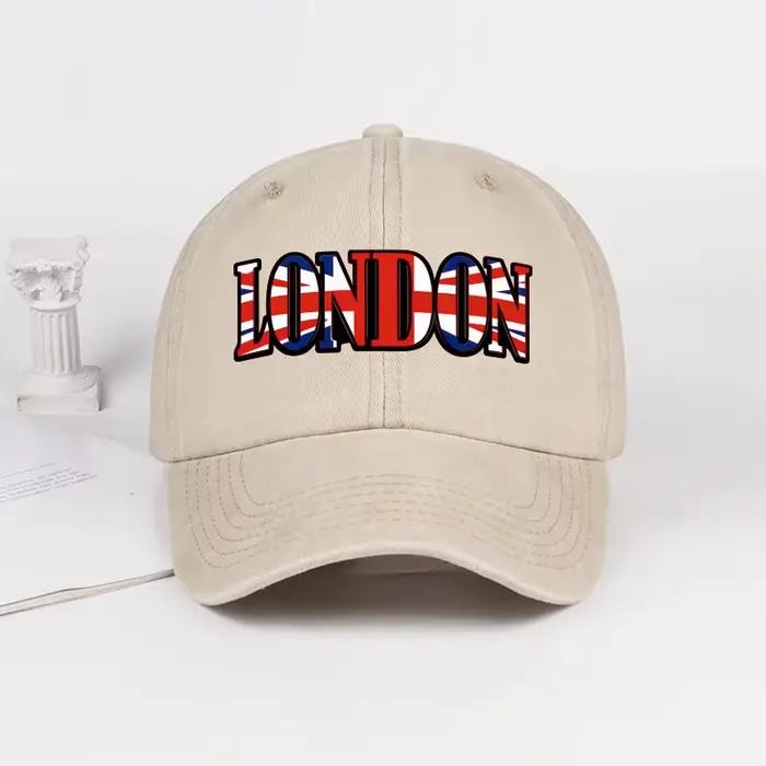 Casquette de baseball unisexe réglable avec imprimé drapeau britannique LONDON