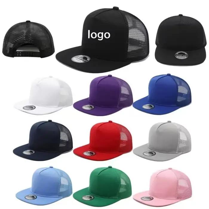 Casquette de baseball en maille à 5 panneaux avec logo imprimé personnalisable style hip-hop réglable pour homme et femme occasions extérieures toutes saisons