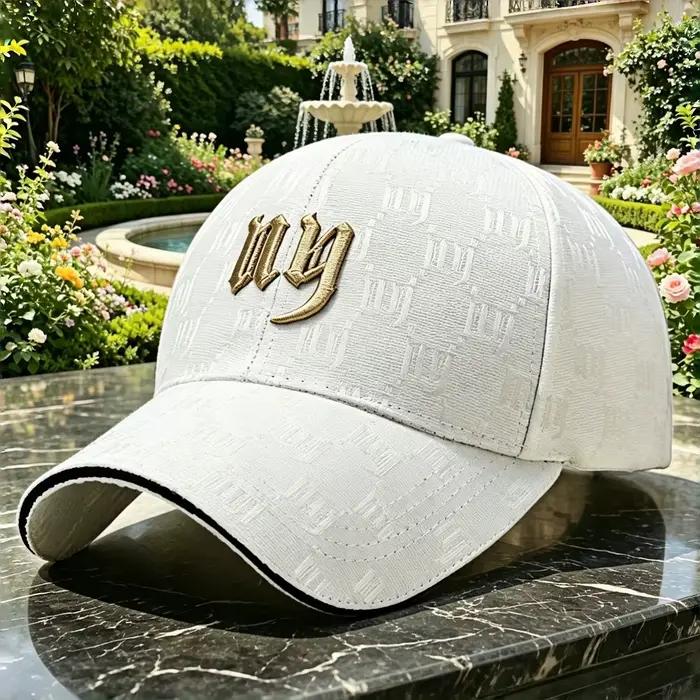 Casquette de baseball pleine longueur style New York - broderie dorée - bord incurvé réglable - chapeau de soleil