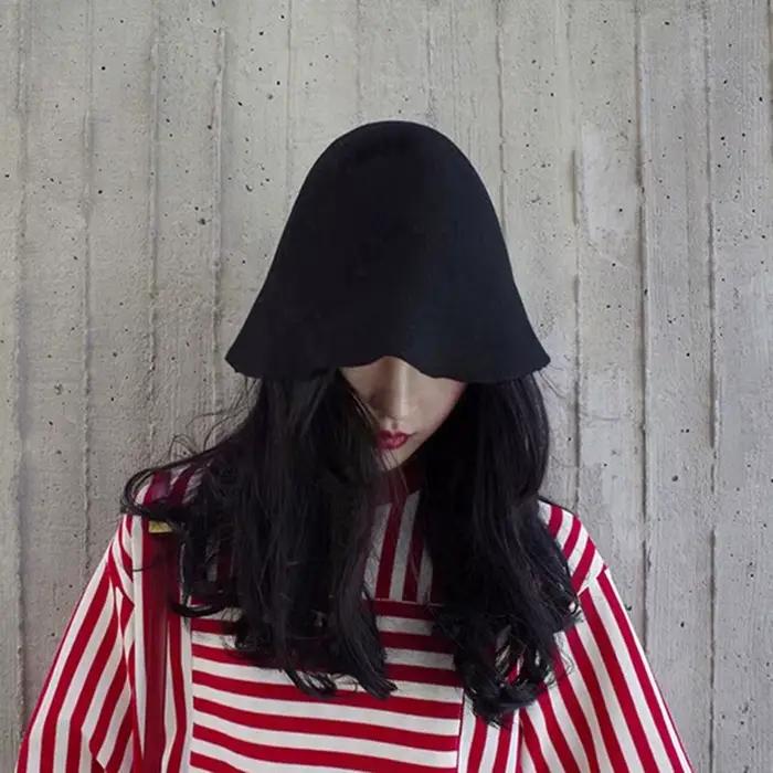 Chapeau en laine de couleur unie en forme de cloche de Style français pour le printemps et l'automne