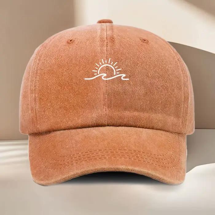 Casquette de baseball élégante avec motif vague et soleil levant pour homme et femme style vintage occasionnellement décontracté