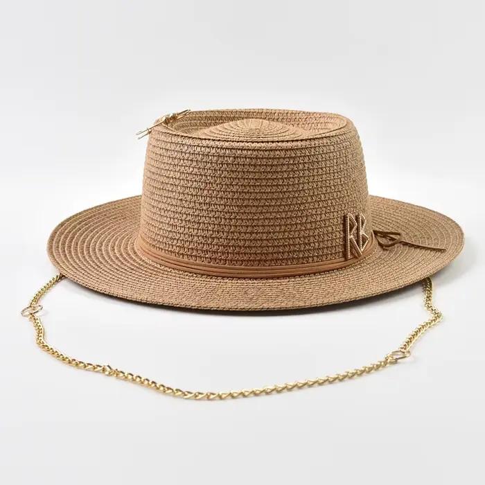 Chapeau de paille Bauhinia élégant pour femmes, protection solaire, style formel et plage, idéal pour fêtes et voyages