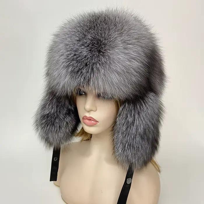 Chapeau Ushanka en fourrure de renard pour adulte
