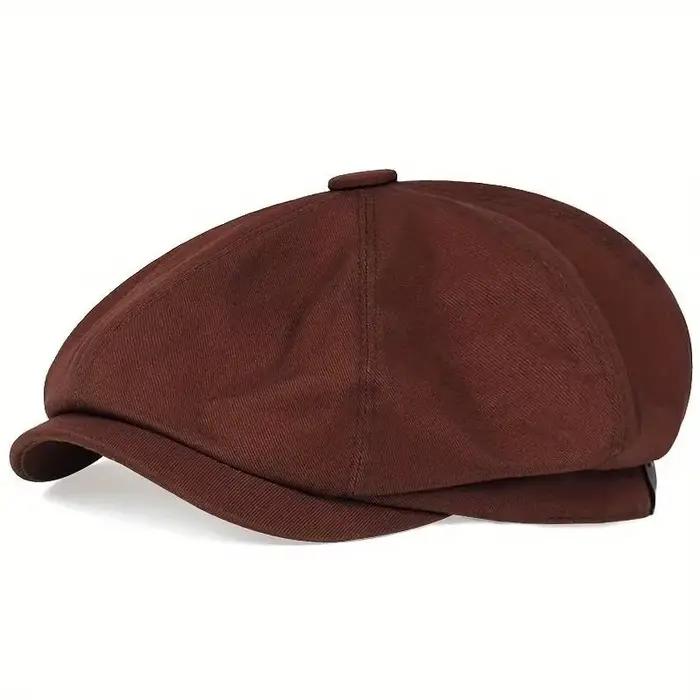 Casquette Gavroche Sergée Coton 8 Panneaux Béret Unisexe Style Sport Décontracté Polyvalent Occasions Spéciales