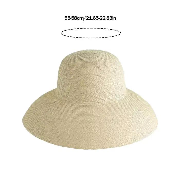 Chapeau de paille anderpour pour femmes élégant à large bord protection solaire style Hepburn plage été