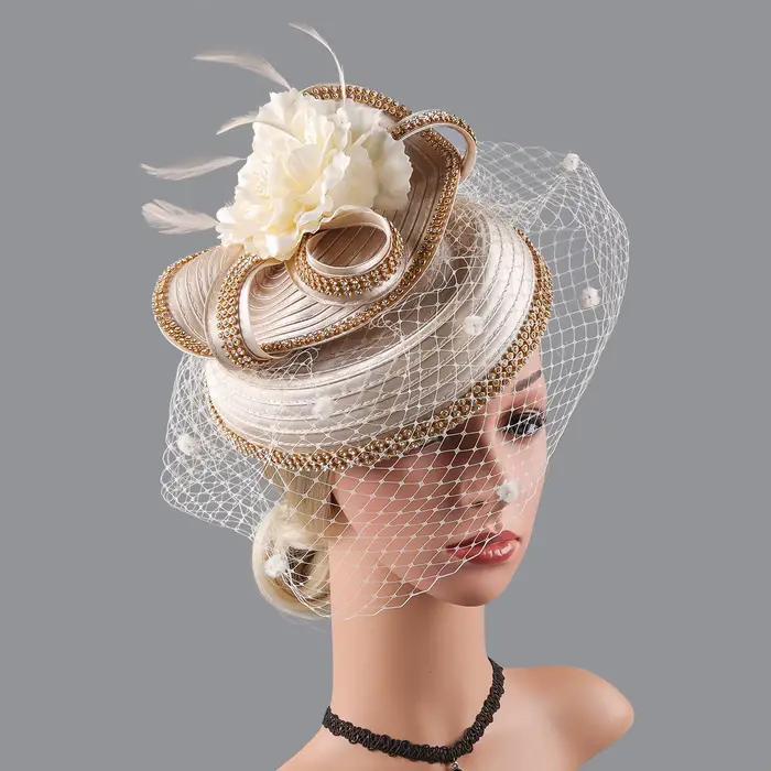 Fascinateur de fleur de satin parfait avec voile pour dames