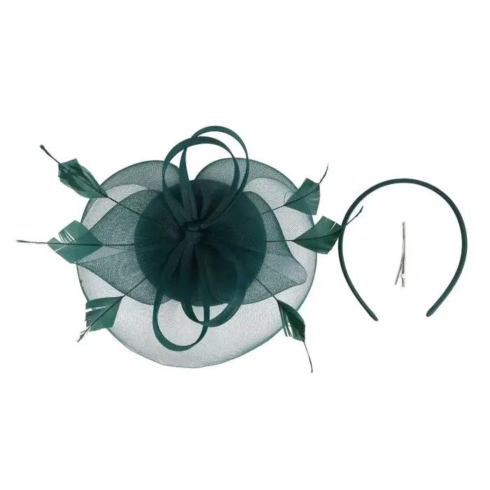 Chapeau Fascinator Vintage en Plumes et Résille