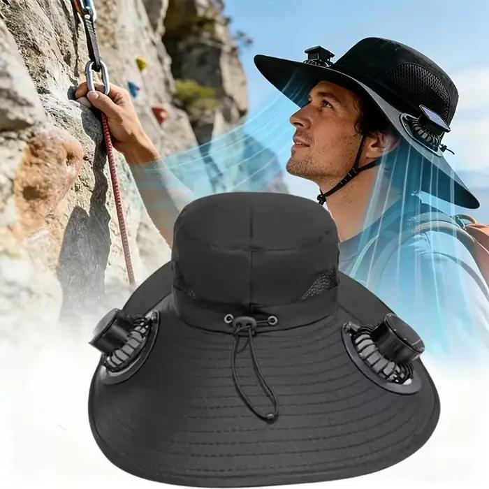 Chapeau de soleil pour homme à séchage rapide avec ventilateur solaire