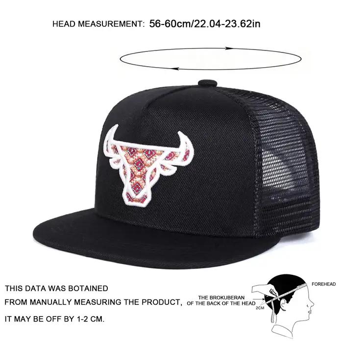 Casquette de baseball unisexe brodée tête de bœuf style hip-hop ajustable protection solaire printemps été décontractée