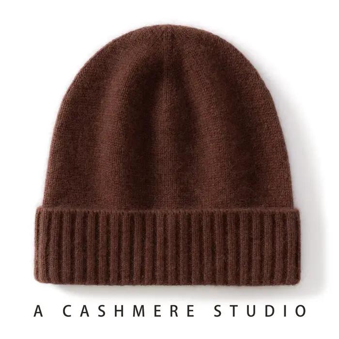 MERRILAMB chapeau d'hiver pour femmes/hommes 100% qualité cachemire bonnet unisexe extérieur décontracté solide tricoté chapeaux chaud doux SkullCap