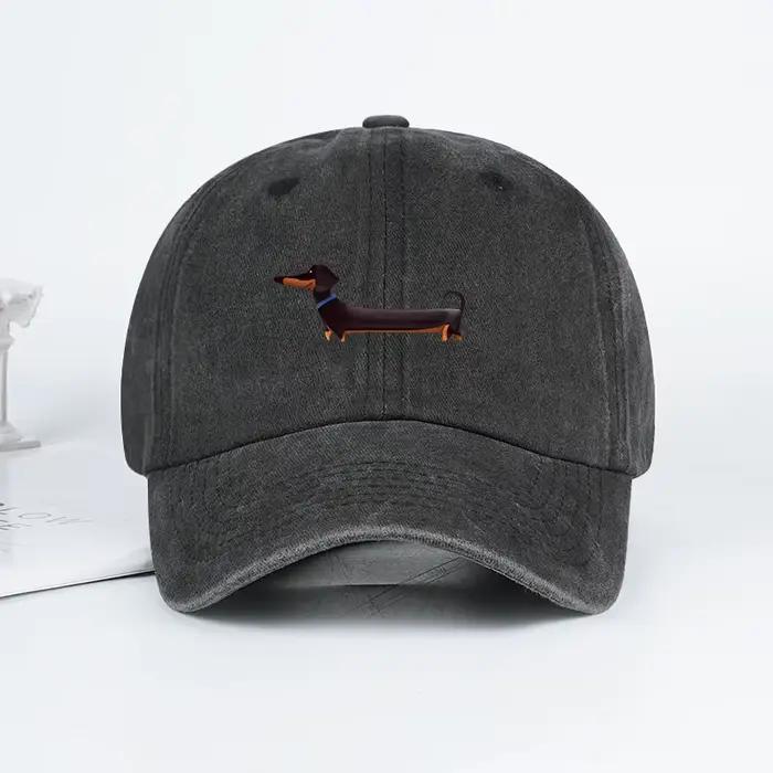 Casquette de baseball lavée à imprimé teckel