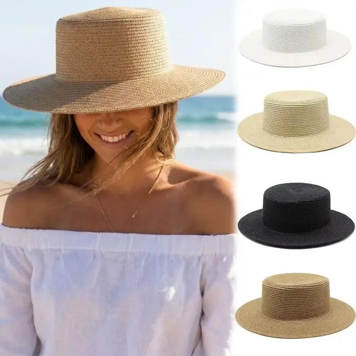 Chapeau de paille à large bord tendance pour femme, chapeau de soleil polyvalent, chapeau de plage, chapeau Panama pour été et hiver, accessoire de mode, élégant et durable