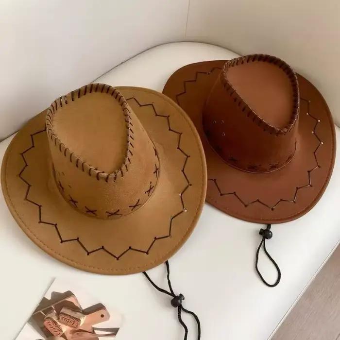 Nouveau Chapeau de Cowboy Western en Daim pour Femme et Homme