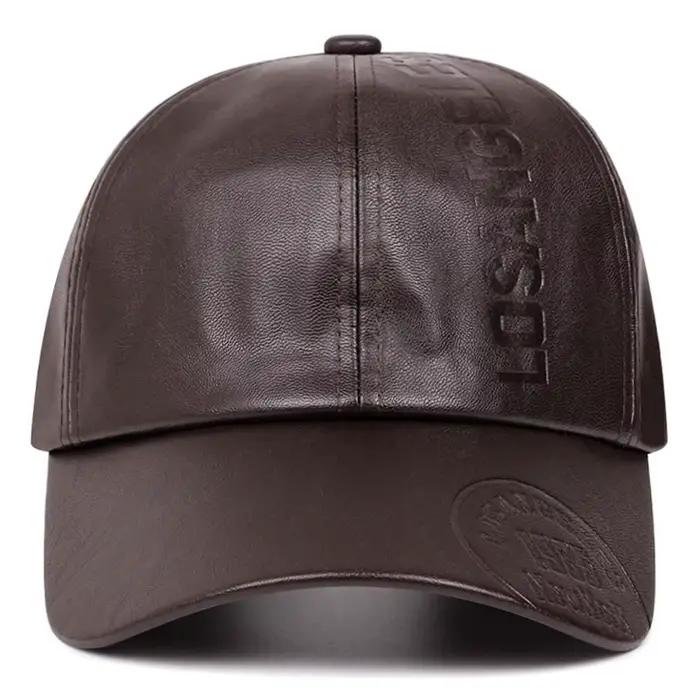 Casquette de baseball réglable en cuir PU pour homme