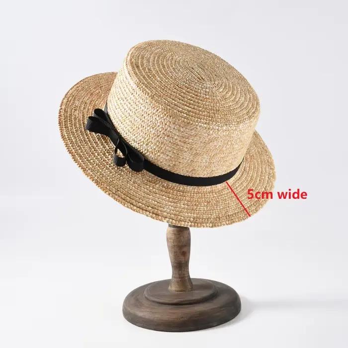 Chapeau de paille plat à large bord pour femme