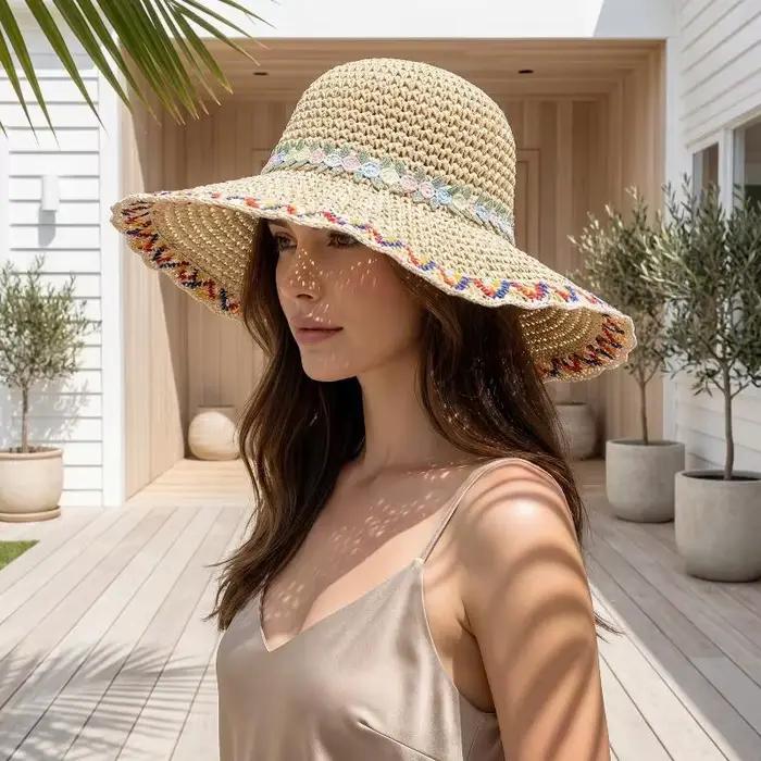 Chapeau de paille à large bord pour femme