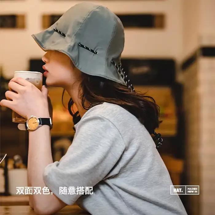 Maden-Chapeau de pêche réversible en coton rétro pour femme